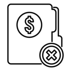 Poster - Bankrupt money folder icon. Outline bankrupt money folder vector icon for web design isolated on white background