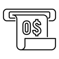 Poster - No money bill receipt icon. Outline no money bill receipt vector icon for web design isolated on white background