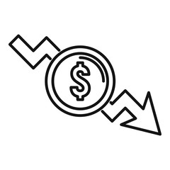Poster - drop down money icon. outline drop down money vector icon for web design isolated on white backgroun