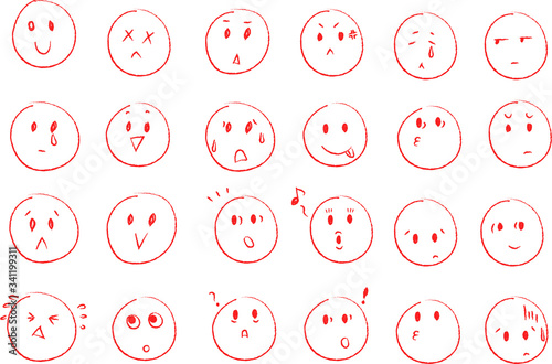 赤いクレヨンで手描きしたような顔 いろんな表情のコレクション Vector De Stock Adobe Stock 赤いクレヨンで手描きしたような顔 いろんな表情のコレクション Vector De Stock Adobe Stock
