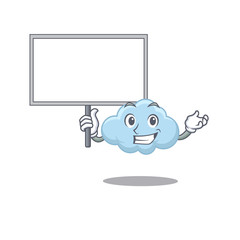 Poster - An icon of blue cloud mascot design style bring a board