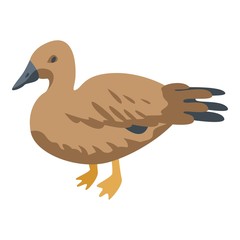 Sticker - Brown duck icon. Isometric of brown duck vector icon for web design isolated on white background