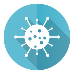 Aufkleber - Virus blue round flat design vector icon isolated on white background, bacteria, pathogen, infection illustration in eps 10