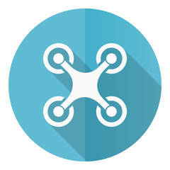Poster - Drone blue round flat design vector icon isolated on white background, copter illustration in eps 10