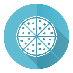 Poster - Pizza blue round flat design vector icon isolated on white background, food, restaurant illustration in eps 10