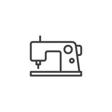Electric Sewing Machine Line Icon. Linear Style Sign For Mobile Concept And Web Design. Sewing Machine Outline Vector Icon. Symbol, Logo Illustration. Vector Graphics