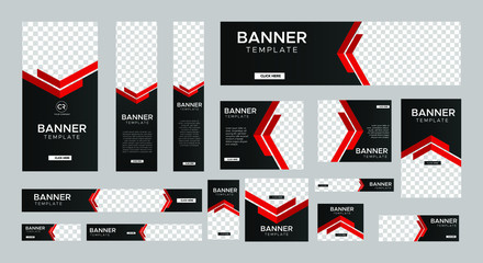 set of creative web banners of standard size with a place for photos. business ad banner. vertical, 
