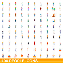 100 people icons set. Cartoon illustration of 100 people icons vector set isolated on white background