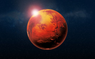 Wall Mural - mars the red planet of the solar system in space. high resolution art presents planet mars in space.