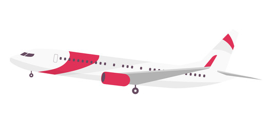 Fototapete - Airplane cartoon vector illustration. Modern passenger aircraft flat color object. Large airline company transport, jetliner isolated on white background. International commercial flights service