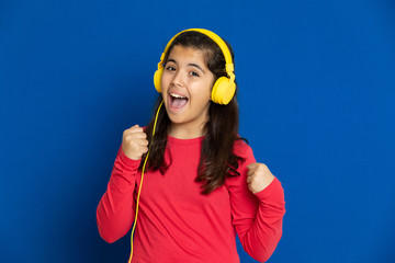 Canvas Print - Adorable preteen girl with red jersey