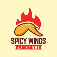 Spicy wings logo template, Suitable for restaurant and cafe logo