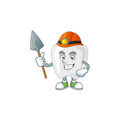 Poster - cartoon character design of teeth work as a miner