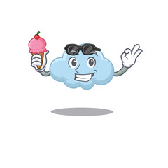 Canvas Print - Cartoon design concept of blue cloud having an ice cream