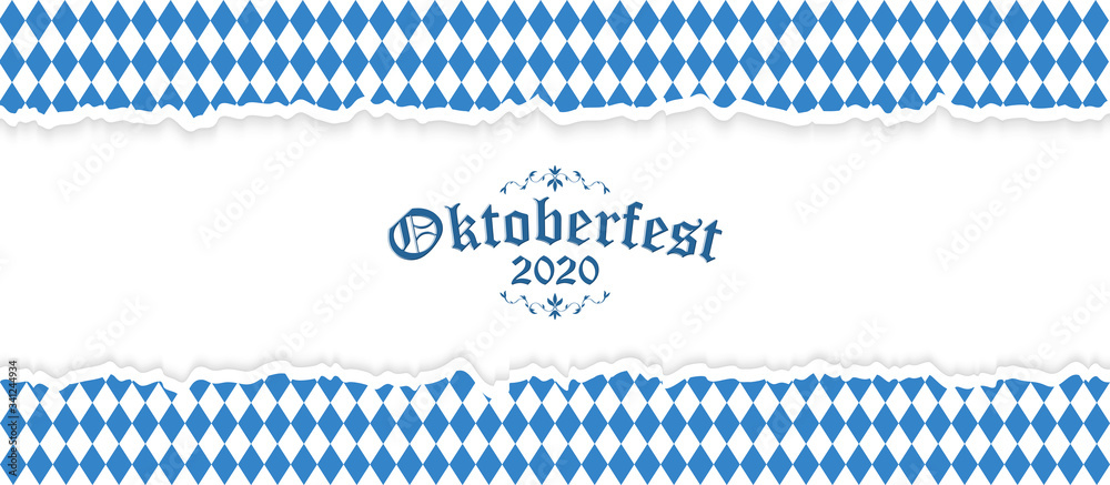 Oktoberfest 2020 background with ripped paper - obrazy, fototapety, plakaty 