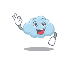 Canvas Print - Blue cloud mascot design style with an Okay gesture finger