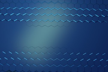 Poster - Glowing blue hexagon pattern background. 3D rendering