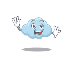 Canvas Print - A charismatic blue cloud mascot design style smiling and waving hand