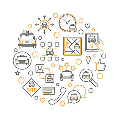 Poster - Vector Taxi concept outline circular creative illustration