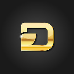 letter D shiny golden metallic logo