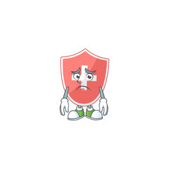 Sticker - Cartoon picture of medical shield with worried face