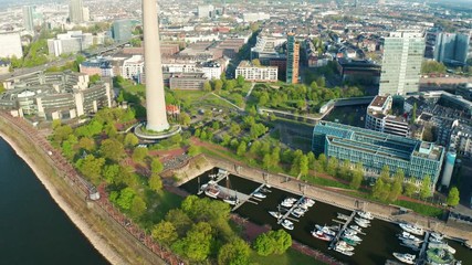 Wall Mural - Düsseldorf Germany during spring aerial footage
