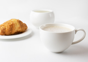 A cup of coffee on a white background