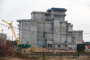 Construction of Liquid Radioactive Waste Treatment Plant at the Chernobyl nuclear power plant in Ukraine. February 2015