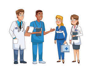 Wall Mural - professionals medical staff workers characters