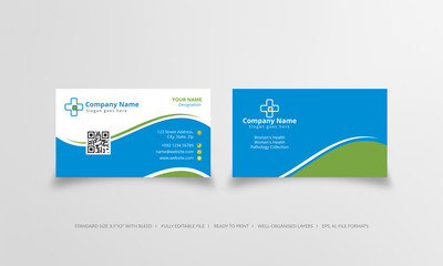 Physician visiting card template blue and green color combination