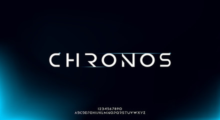 Poster - Chronos, an Abstract technology futuristic alphabet font. digital space typography vector illustration design