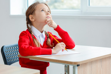 Wall Mural - Pupil passing exam at school