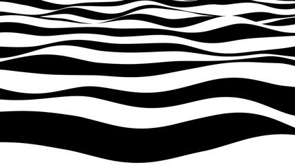 Poster - Abstract wave of white and black curved lines. Hallucination. Optical illusion. Twisted illustration. Futuristic background of lines. Dynamic wave. Vector.