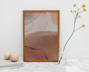 Wall Mural - watercolor pattern in a frame psd