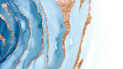 Wall Mural - Blue and glitter marbled textured