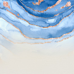 Wall Mural - Blue and glitter marbled textured
