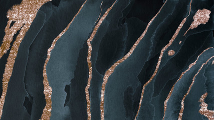 Wall Mural - black and copper marbled texture