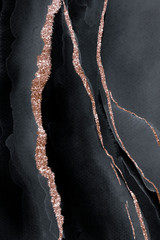 Wall Mural - Black and copper marbled texture