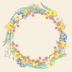 Canvas Print - Beautiful floral wreath template