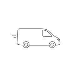 Poster - Delivery Van truck line icon, minibus isolated on white background. Vector outline illustration