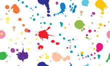 Beautiful Seamless Pattern Of Colorful Ink Blots And Splashes. Isolated. Vector Illustration