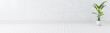 © jes2uphoto - Blank white interior room background ,empty white walls c white wood floor wide banner , copy space display product of present content advertising banner product design mockup. 3D illustration