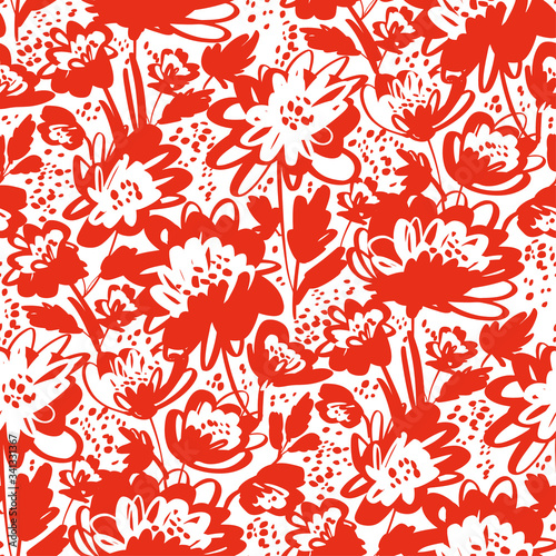 Summer floral abstract hand...
