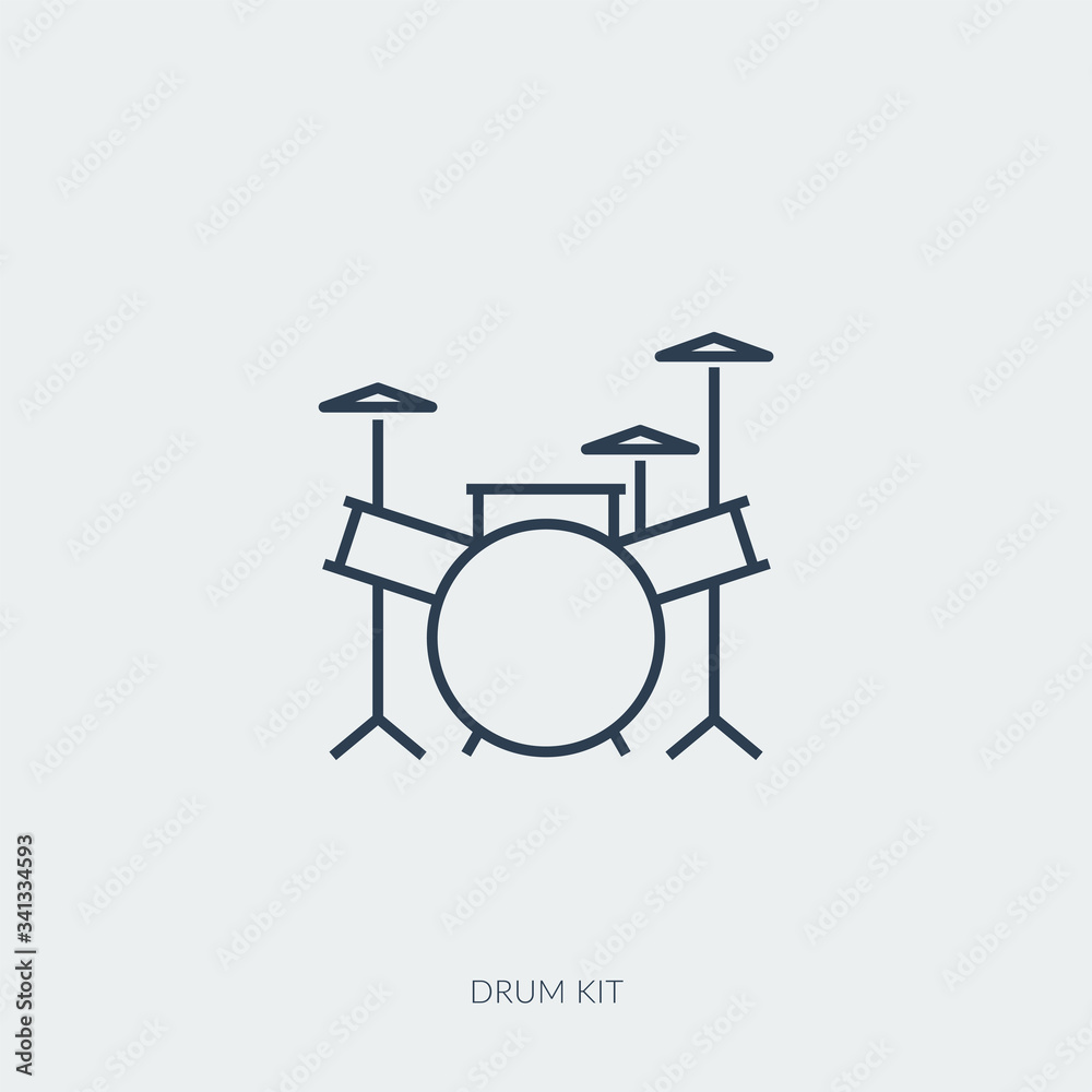 Vector outline icon of music - drum kit Stock Vector | Adobe Stock