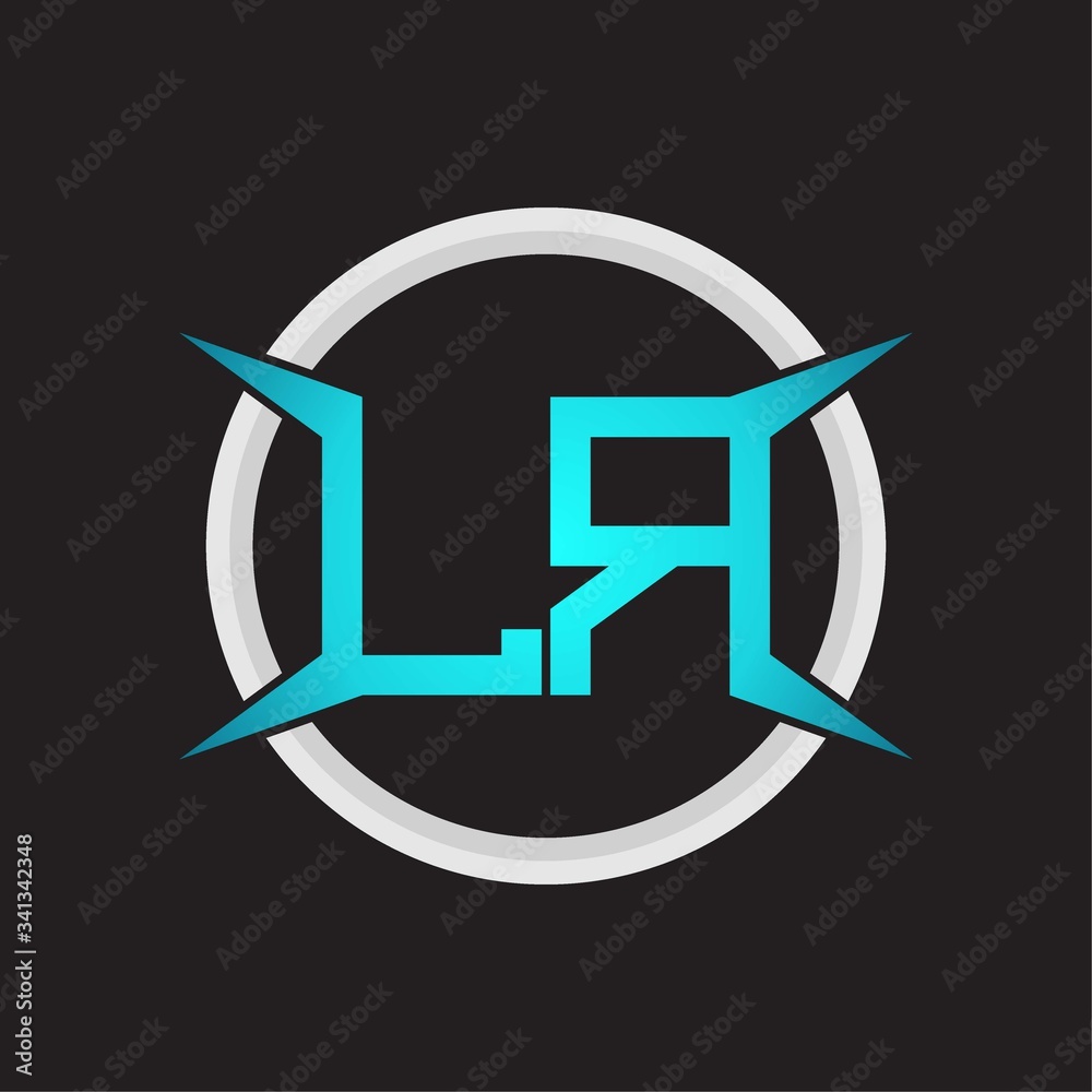 LR Logo monogram with circle and four taper shape design template Stock ...