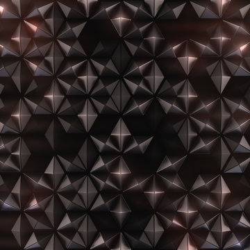 3d rendering dark metallic background. Abstract hexagon pattern