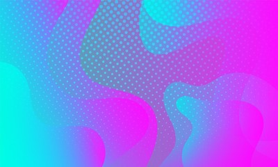 Sticker - Abstract blue and purple liquid shapes overlapping with halftone. Colorful geometric background for cover, brochure, poster, banner, website, landing, leaflet, flyer, etc. 