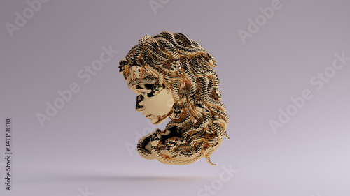 Gold Shiny Medusa 3d illustration 3d render Poster Mural XXL