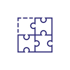 Poster - Puzzle with lost piece line icon. Jigsaw, square, integrity. Search for solution concept. Can be used for topics like cooperation, teamwork, problem solving, management