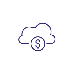 Poster - Cloud money line icon. Dollar symbol, coin, cost. Finance concept. Can be used for topics like business, finance management, mining